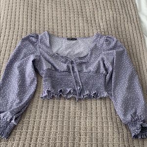 SHEIN puffy sleeve cropped blouse